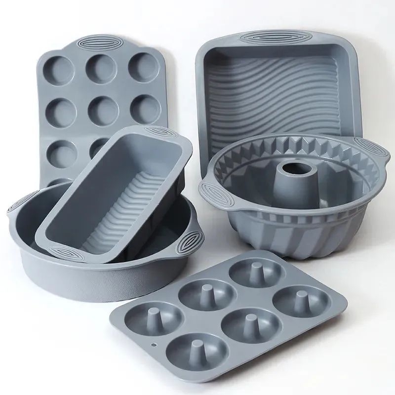 FAIS DU Gray Silicone Mould Set For Pastry Cake Mould Bakeware Dessert Tools Muffin Rectangular Bread Cupcake Baking Accessories