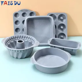 FAIS DU Gray Silicone Mould Set For Pastry Cake Mould Bakeware Dessert Tools Muffin Rectangular Bread Cupcake Baking Accessories