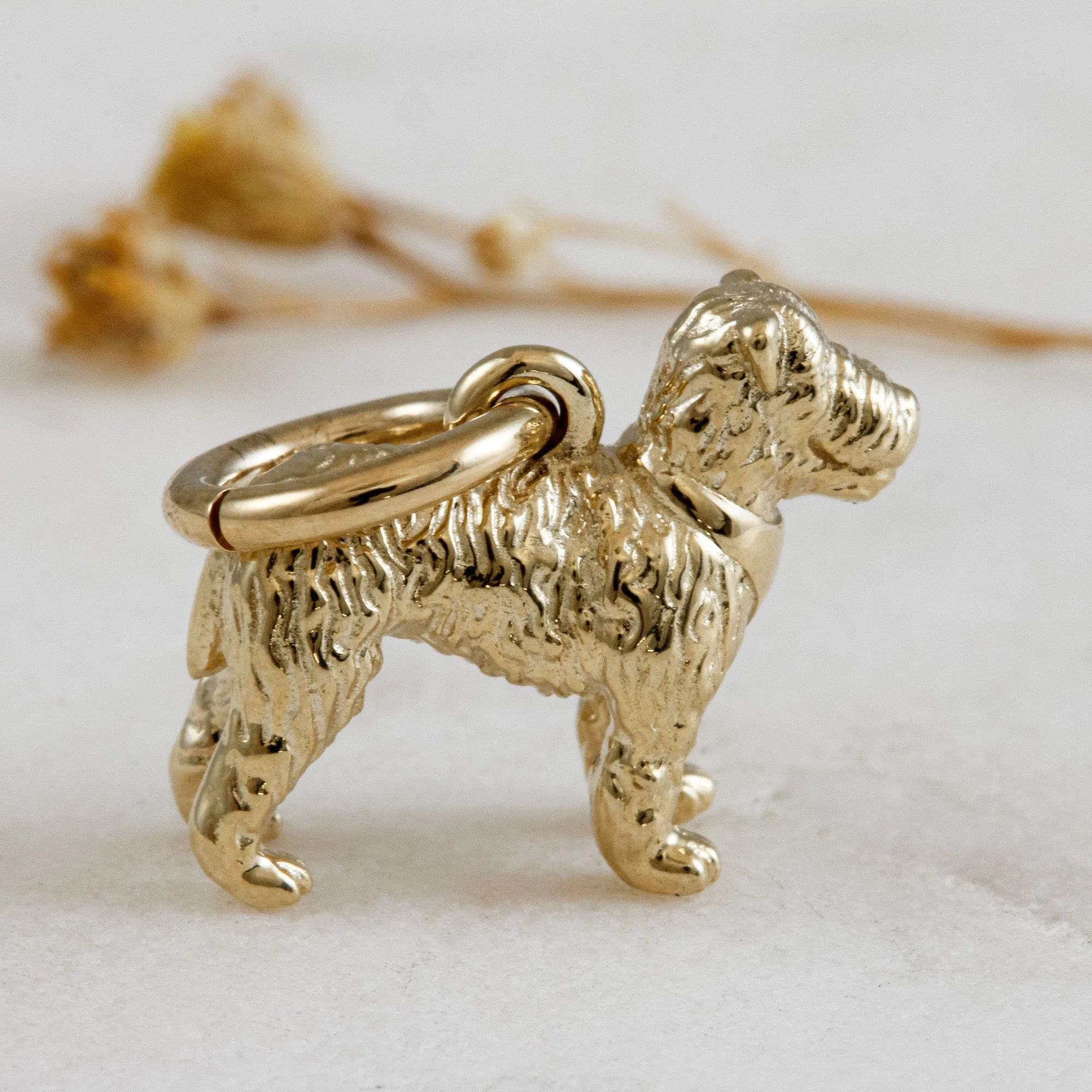 Fox Terrier Solid Gold Dog Charm