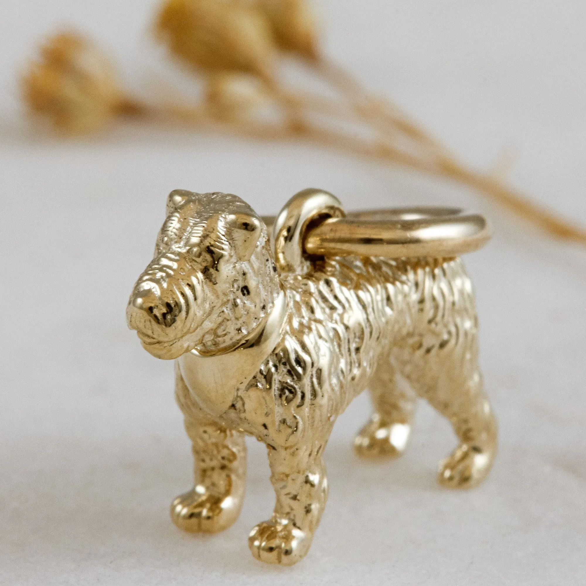 Fox Terrier Solid Gold Dog Charm