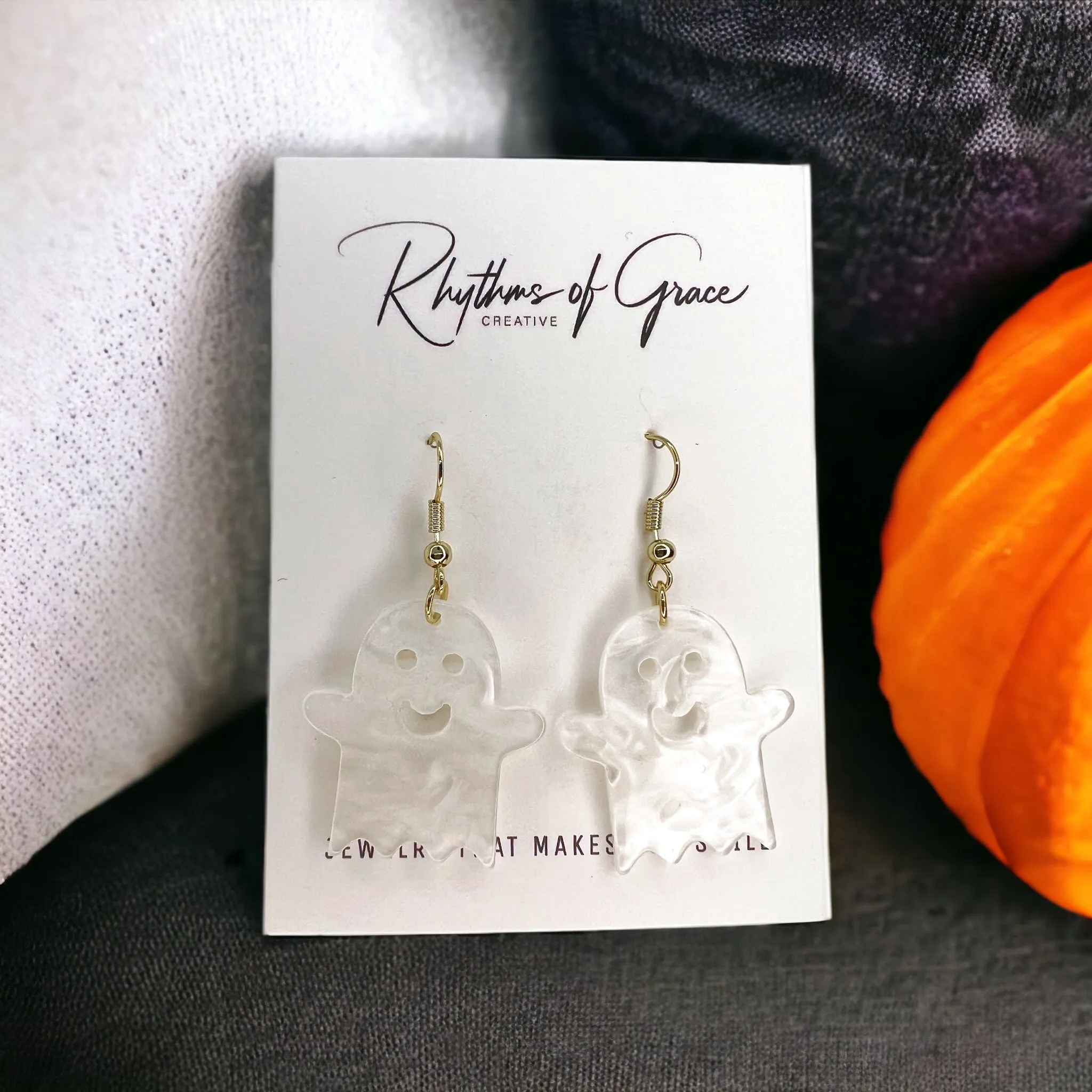 Ghost Earrings - Halloween Accessories , Halloween Earrings, White Ghost, Ghost Accessories, Halloween Teacher