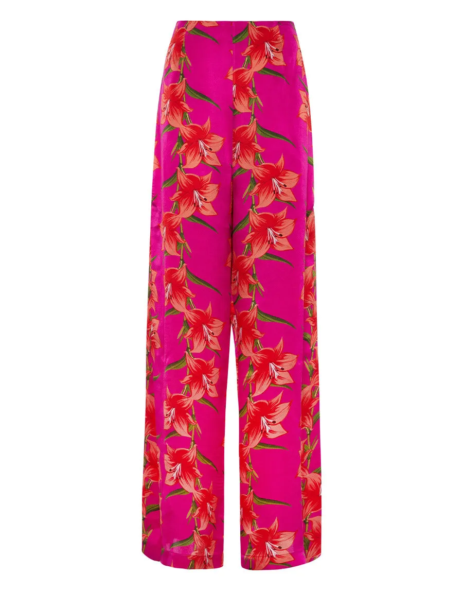 Halia Hammered Satin Trouser - Lily Fuchsia