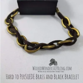 Hard to PerSUEDE Brass and Black Bracelet