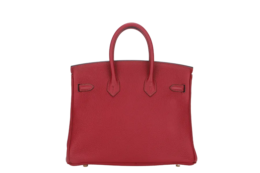 HERMES BIRKIN 25 (STAMP C) ROUGE GRENAT TOGO LEATHER GOLD HARDWARE WITH KEYS&LOCK , RAINCOAT, CARE CARD, DUST COVER & BOX