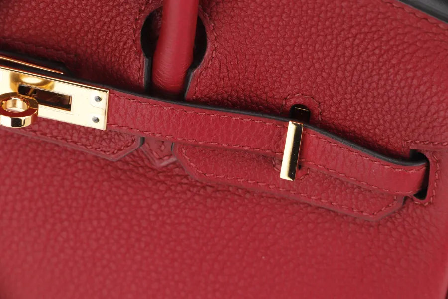 HERMES BIRKIN 25 (STAMP C) ROUGE GRENAT TOGO LEATHER GOLD HARDWARE WITH KEYS&LOCK , RAINCOAT, CARE CARD, DUST COVER & BOX