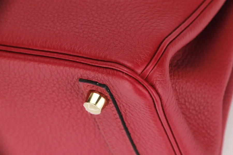 HERMES BIRKIN 25 (STAMP C) ROUGE GRENAT TOGO LEATHER GOLD HARDWARE WITH KEYS&LOCK , RAINCOAT, CARE CARD, DUST COVER & BOX