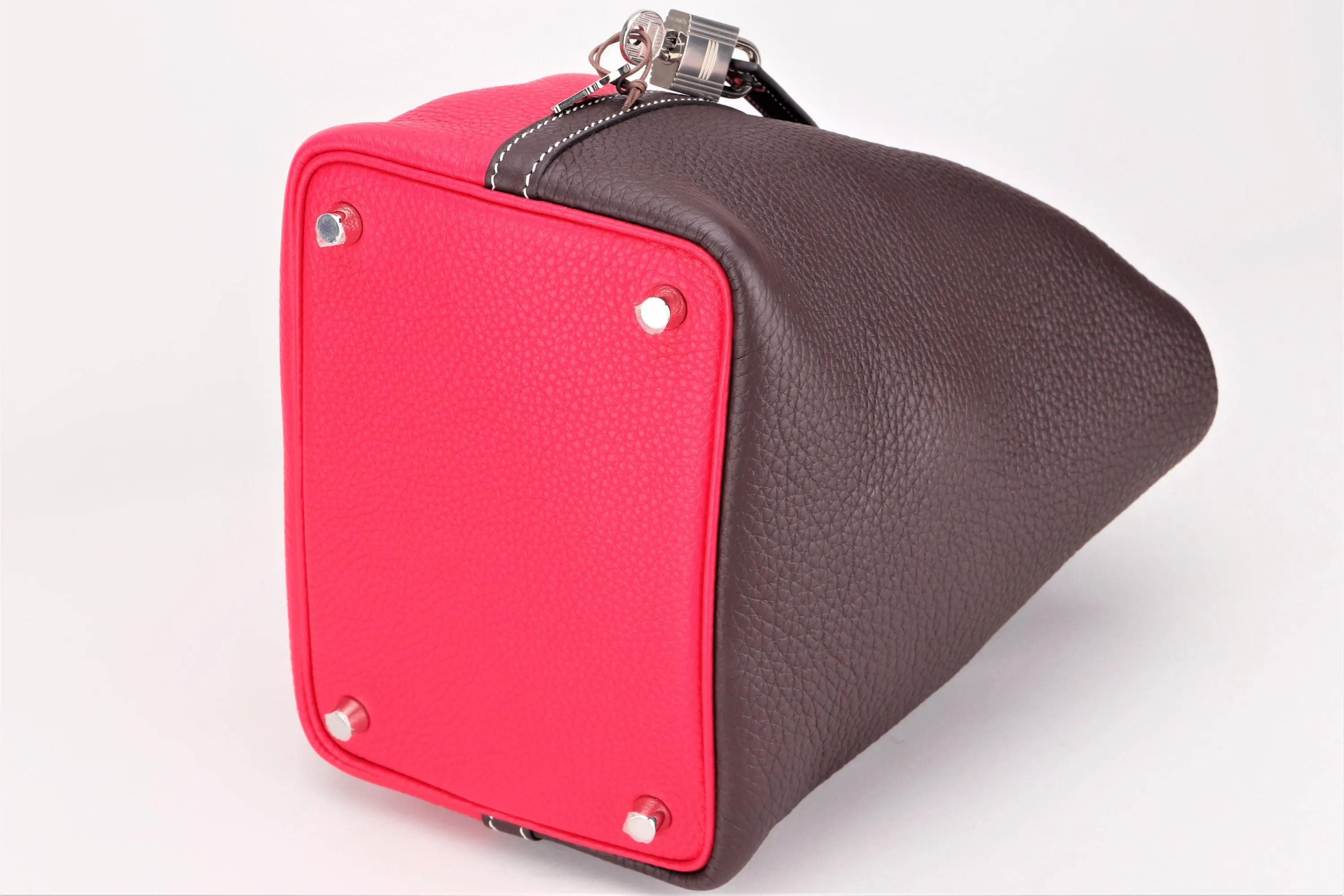 HERMES PICOTIN 18CM (STAMP Z 2021) ROUGE SELLIER & FRAMBOISE, SILVER HARDWARE, WITH DUST COVER & BOX