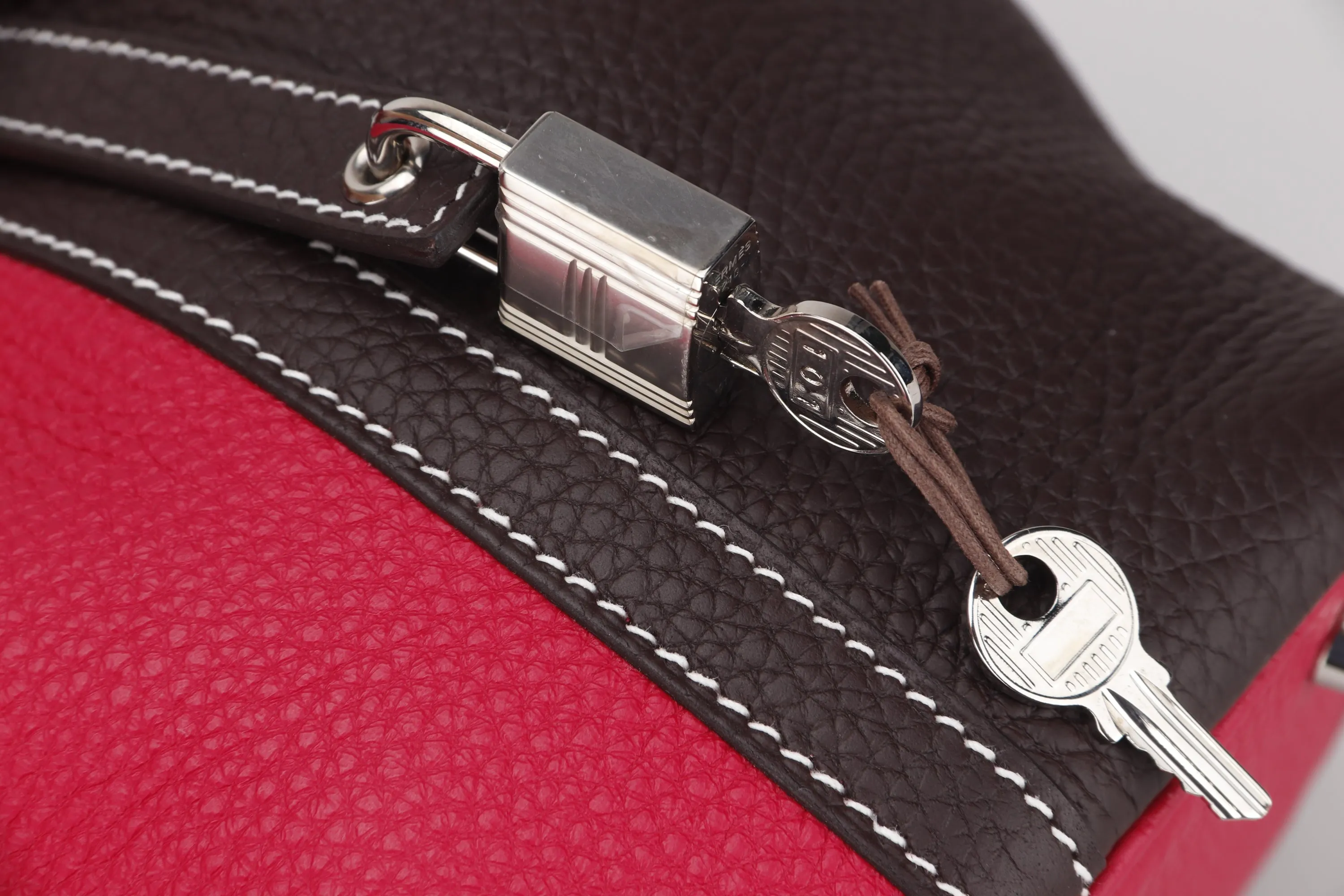 HERMES PICOTIN 18CM (STAMP Z 2021) ROUGE SELLIER & FRAMBOISE, SILVER HARDWARE, WITH DUST COVER & BOX