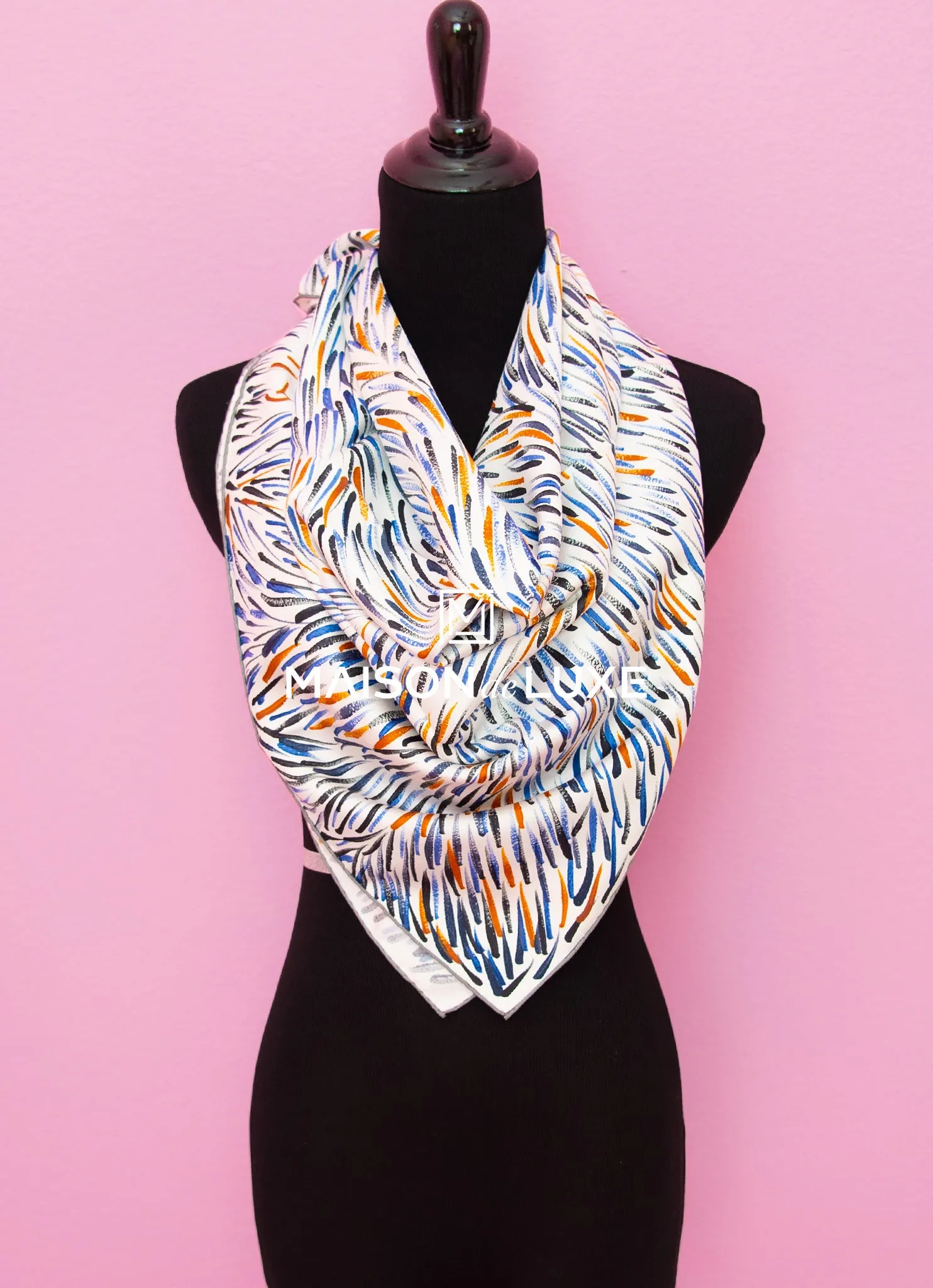 Hermes "Le Reve de Gloria" White Twill Silk 90 cm Scarf