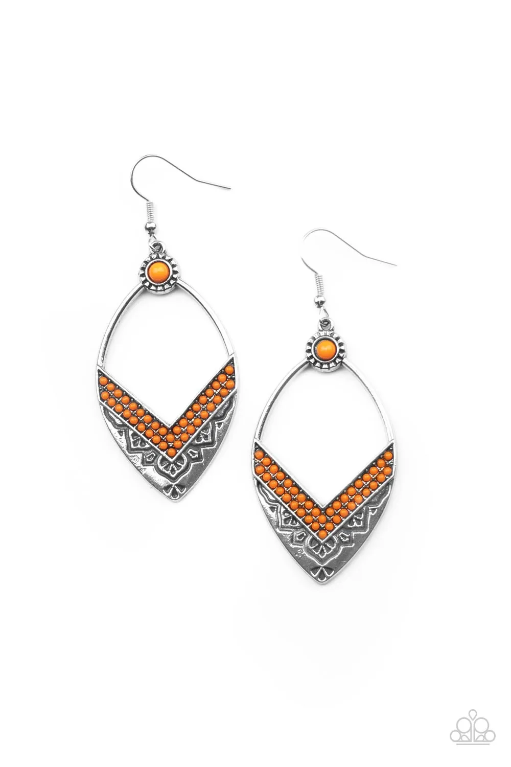 Indigenous Intentions - Orange Paparazzi Earrings