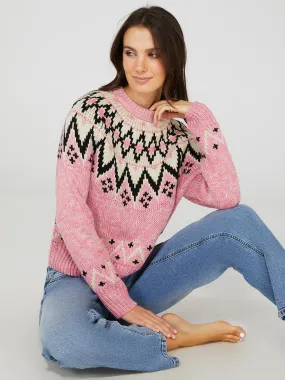 Jacquard Pattern Crew Neck Sweater