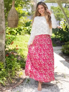 Lisa Maxi Skirt - Fuchsia Light Pink Floral