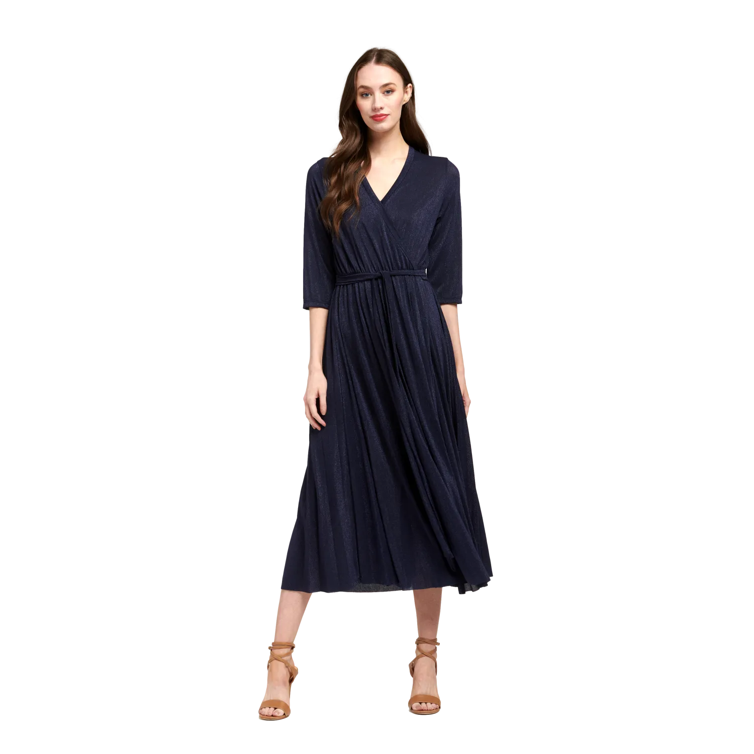 Lurex Crossover Dress Navy