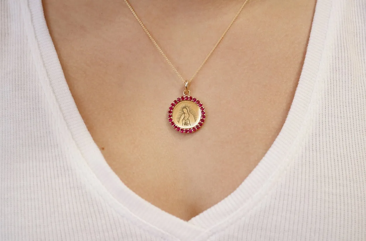 Medal Our Lady of Guadalupe | Virgen de Guadalupe Gold & Ruby