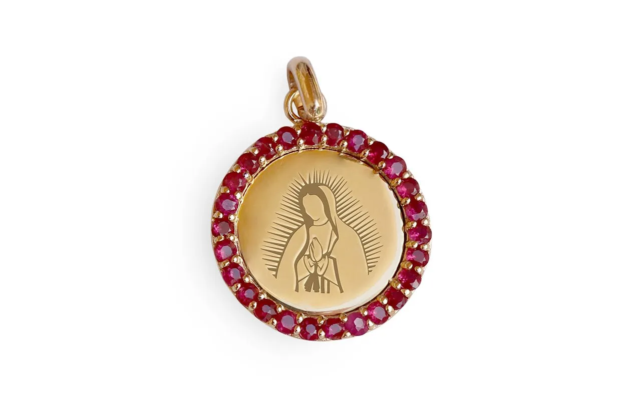 Medal Our Lady of Guadalupe | Virgen de Guadalupe Gold & Ruby