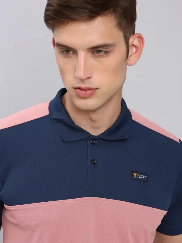 Men Colorblock Slim Fit Polo T-shirt with TECHNO COOL 