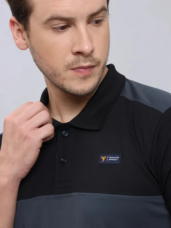 Men Colorblock Slim Fit Polo T-shirt with TECHNO COOL 