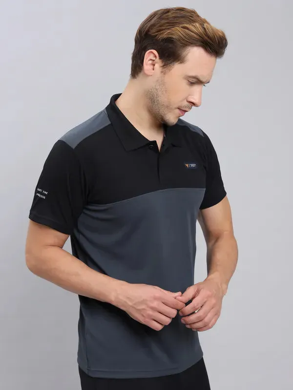 Men Colorblock Slim Fit Polo T-shirt with TECHNO COOL 