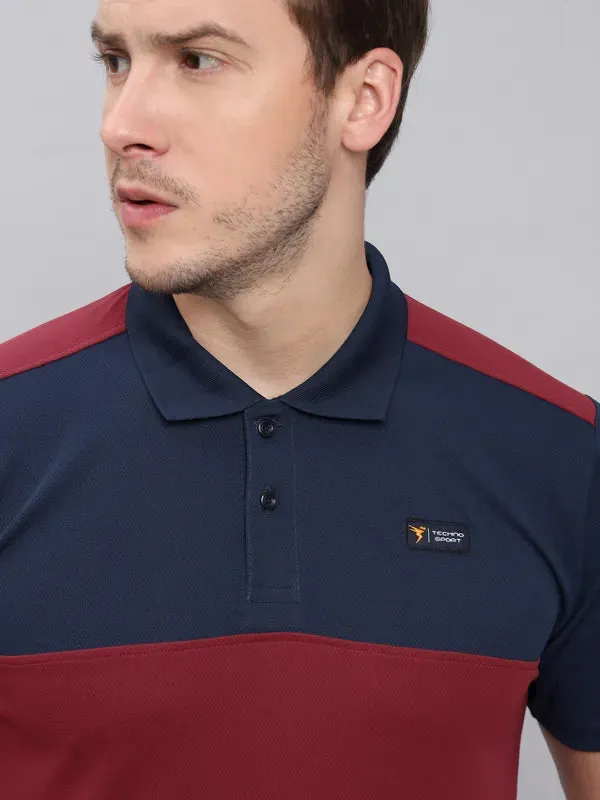 Men Colorblock Slim Fit Polo T-shirt with TECHNO COOL 