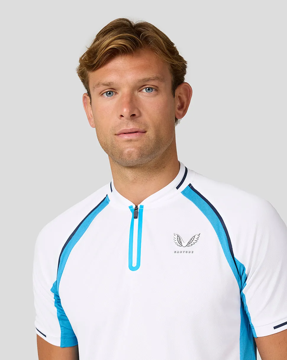 Mens Tennis Aeromesh Polo Top - White