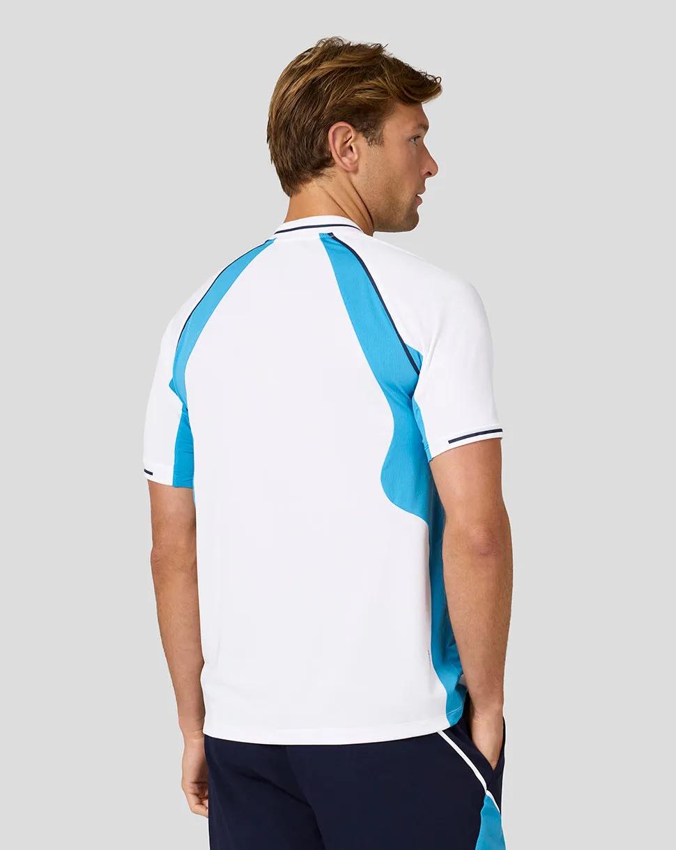 Mens Tennis Aeromesh Polo Top - White