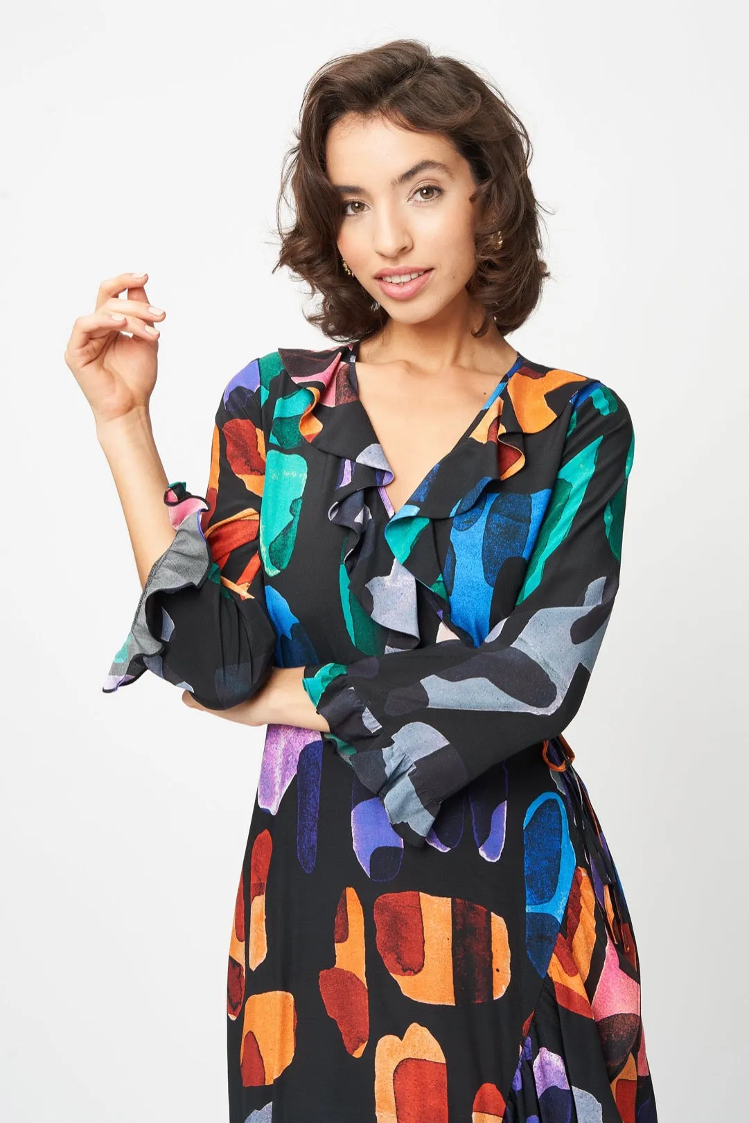 Midi Wrap Dress Abstract