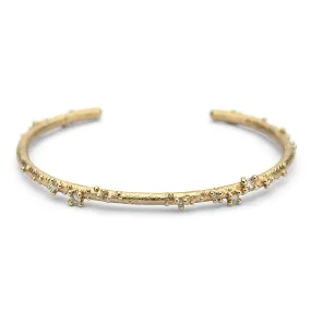 Narrow Diamond Encrusted Gold Cuff