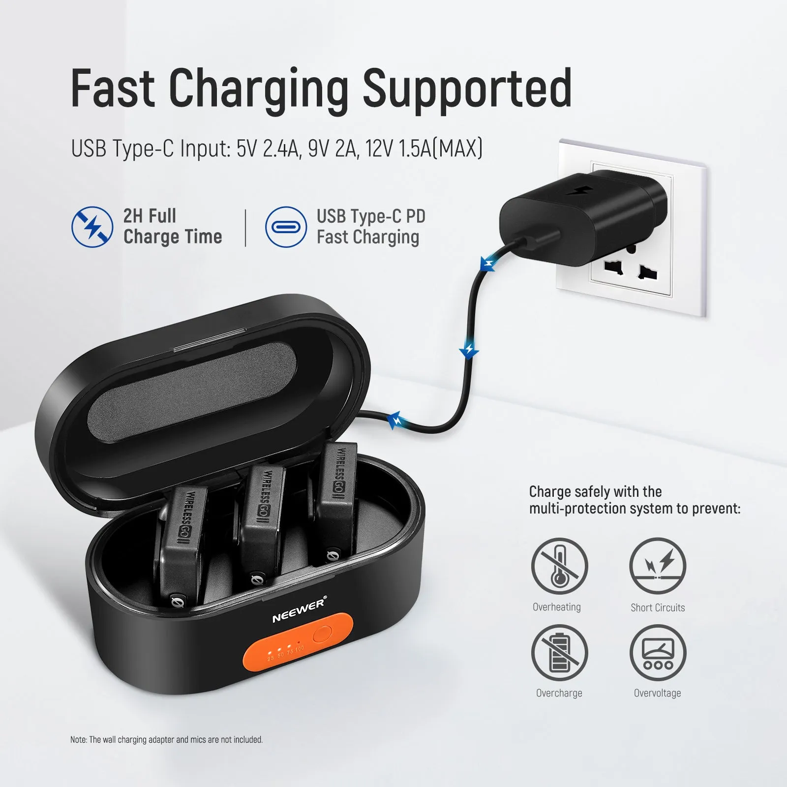 NEEWER 3-Channel Wireless Charging Case for Wireless GO / GO II