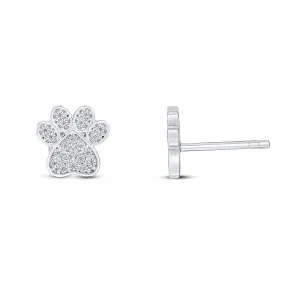 Paw Print Earrings (Rhodium)