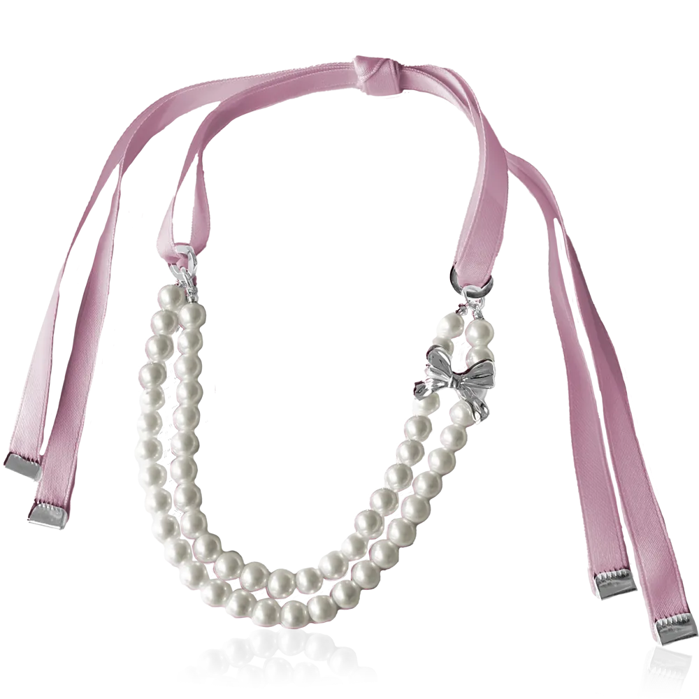 PEARL BOW HALSBAND Rosa