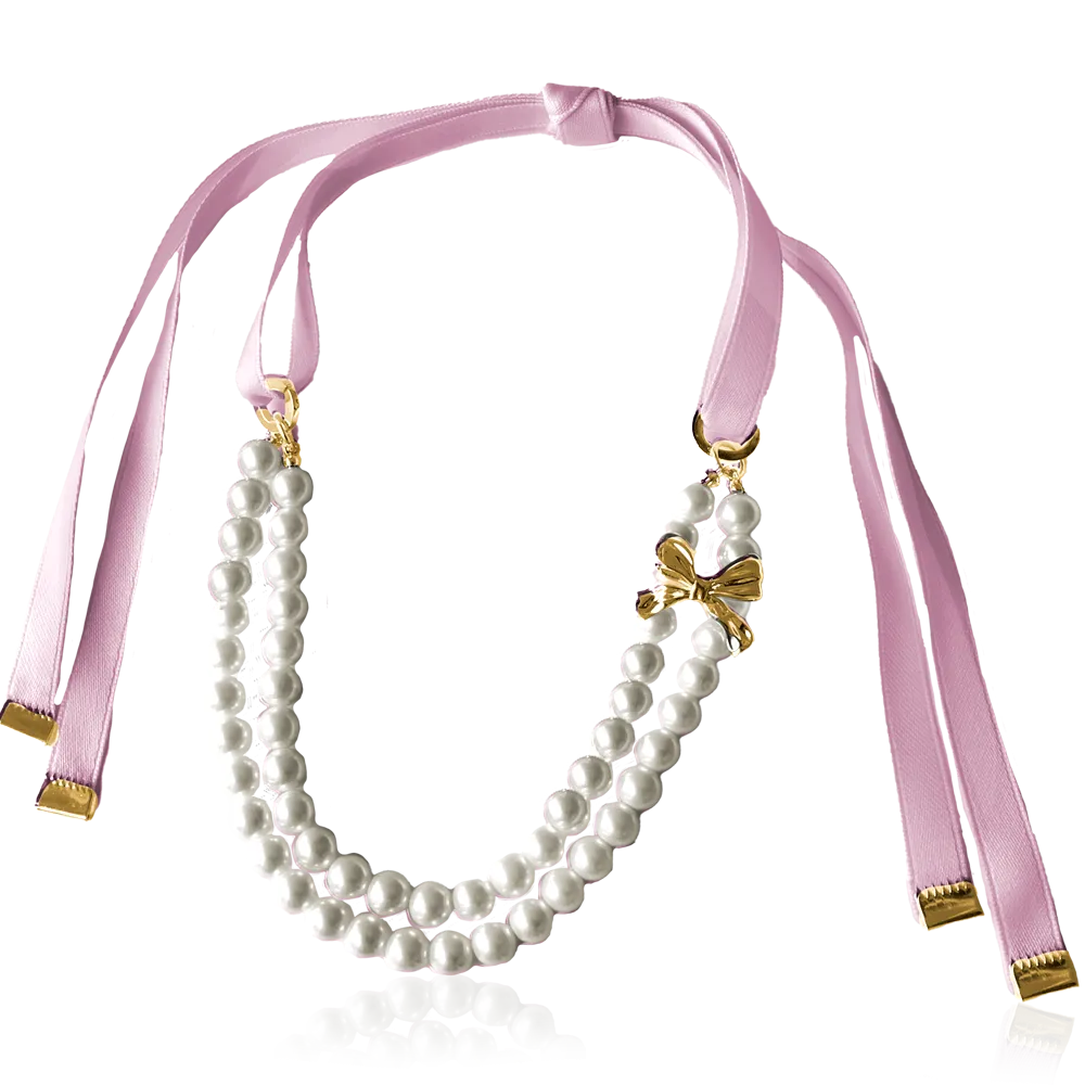 PEARL BOW HALSBAND Rosa