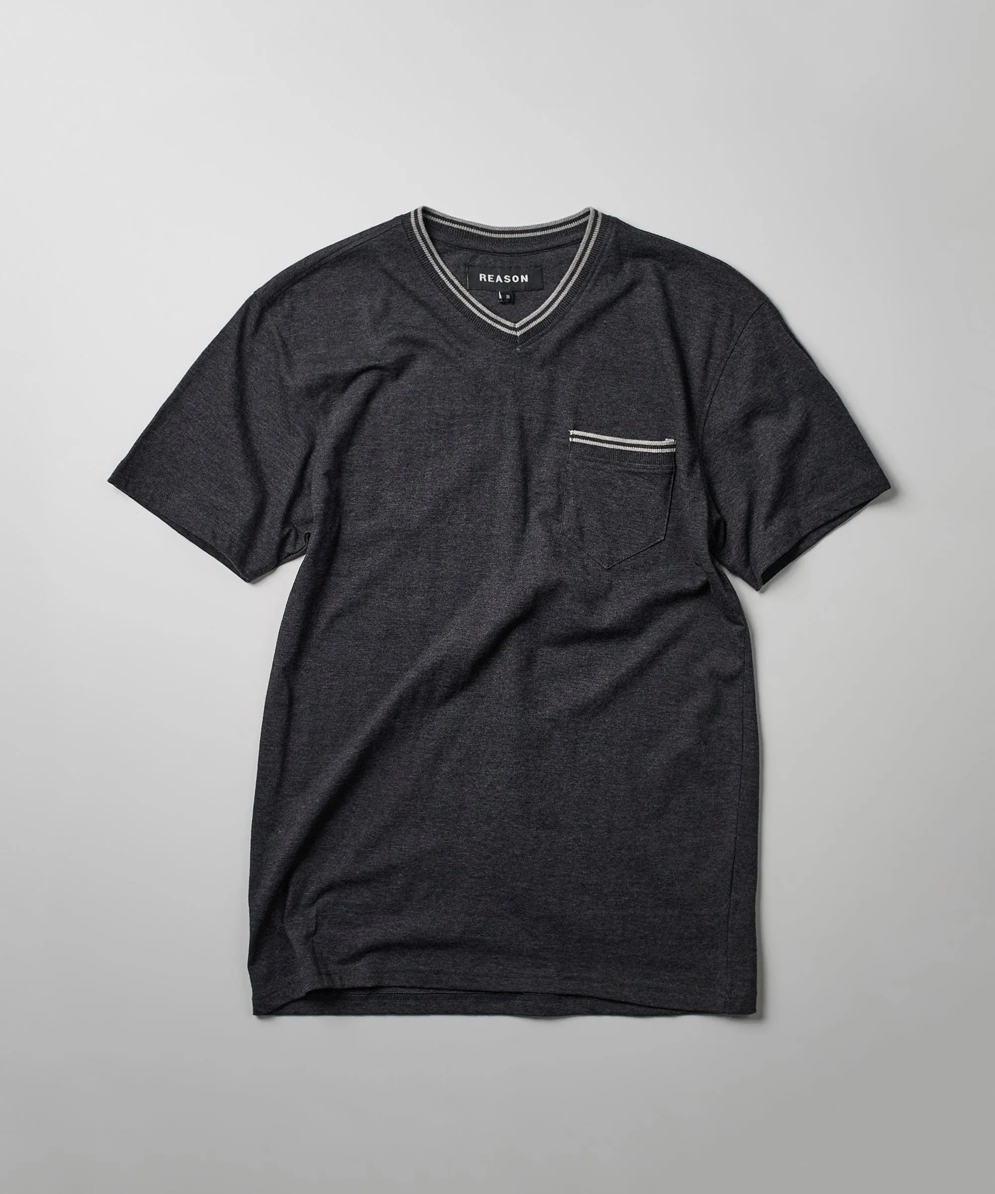 Pocket Stripe Contrast Short Sleeve Tee - Charcoal