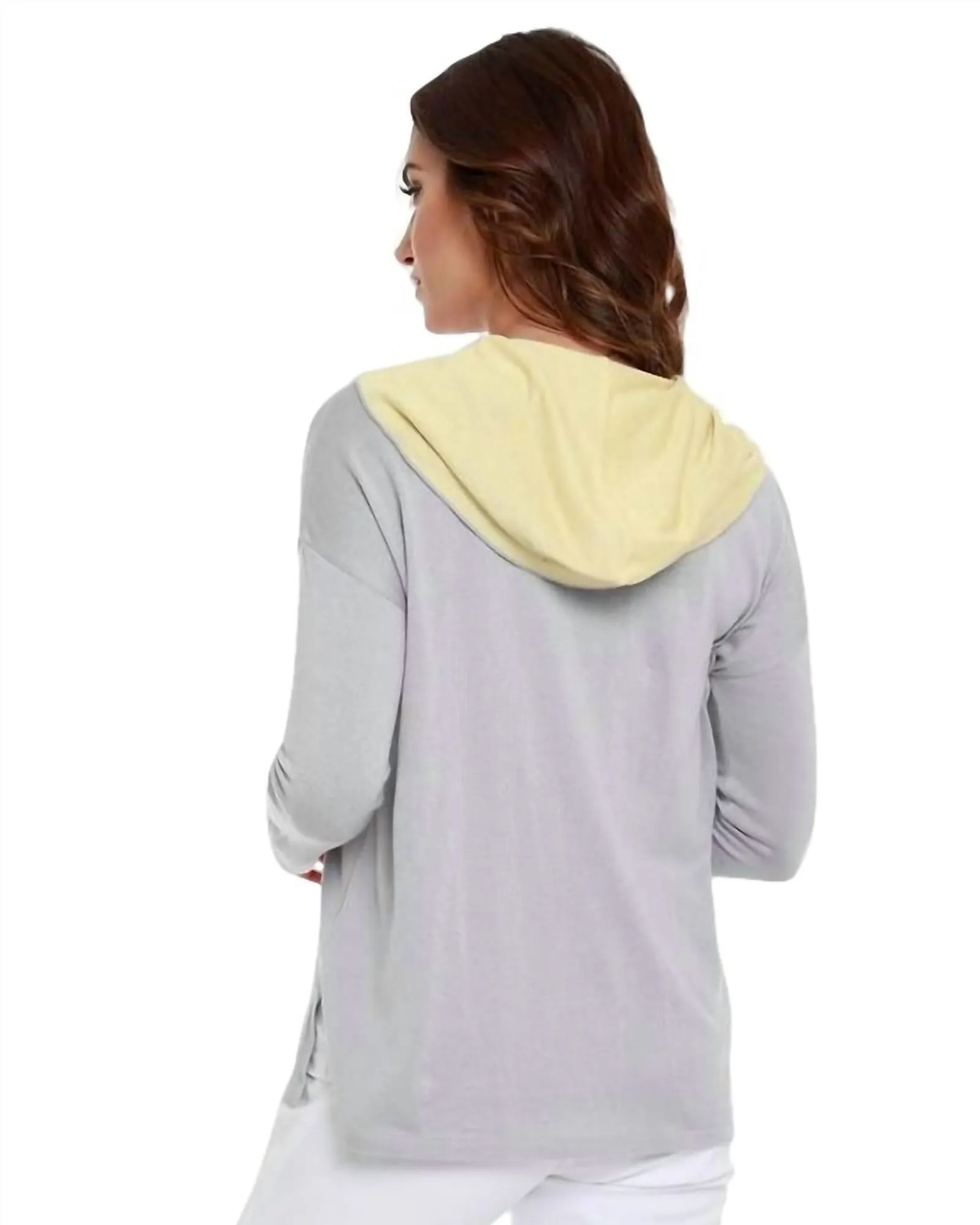 "Love Me" Hooded Cardigan in Gray/Yellow | Gray/Yellow