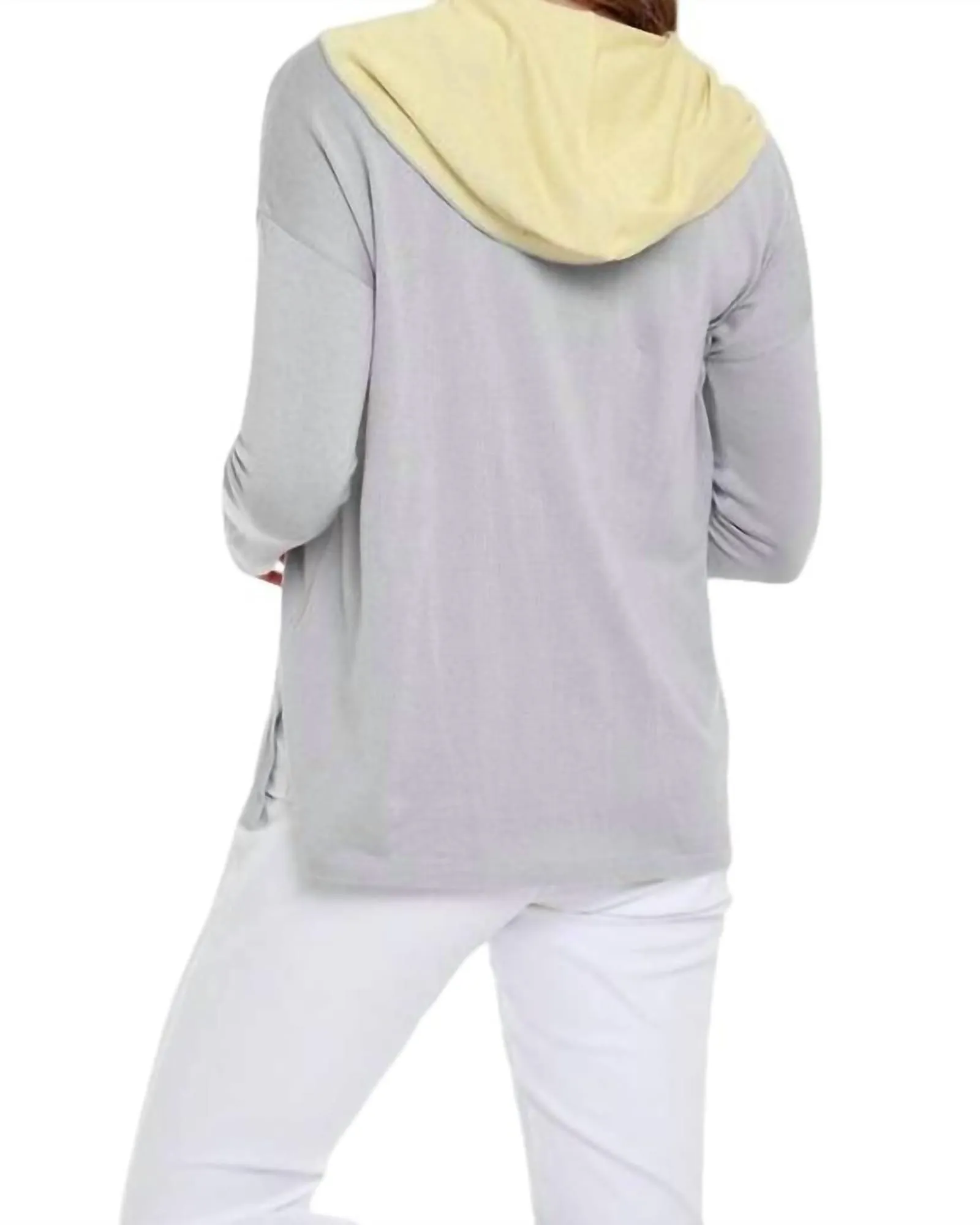 "Love Me" Hooded Cardigan in Gray/Yellow | Gray/Yellow