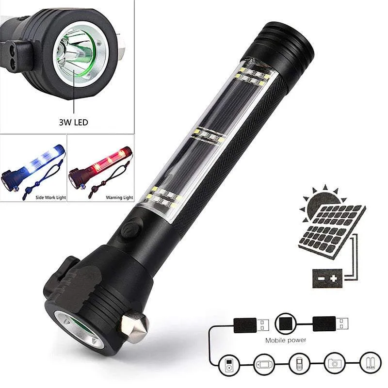 Roadside HERO ™ 9-IN-1 Multi-Function Solar Powered Flashlight / Survival Tool