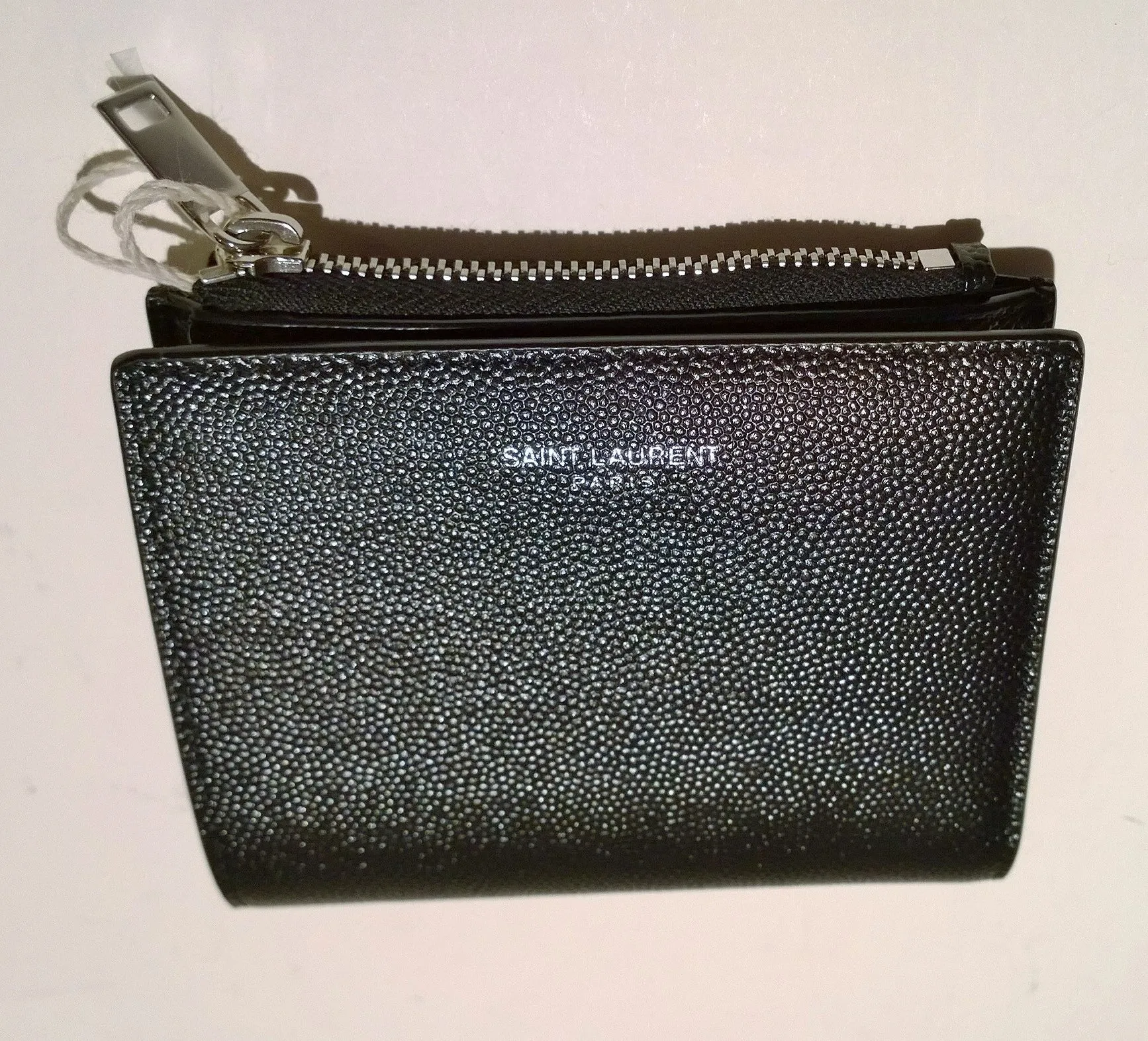 Saint Laurent Black Textured Wallet Grain de Poudre Matt Noir