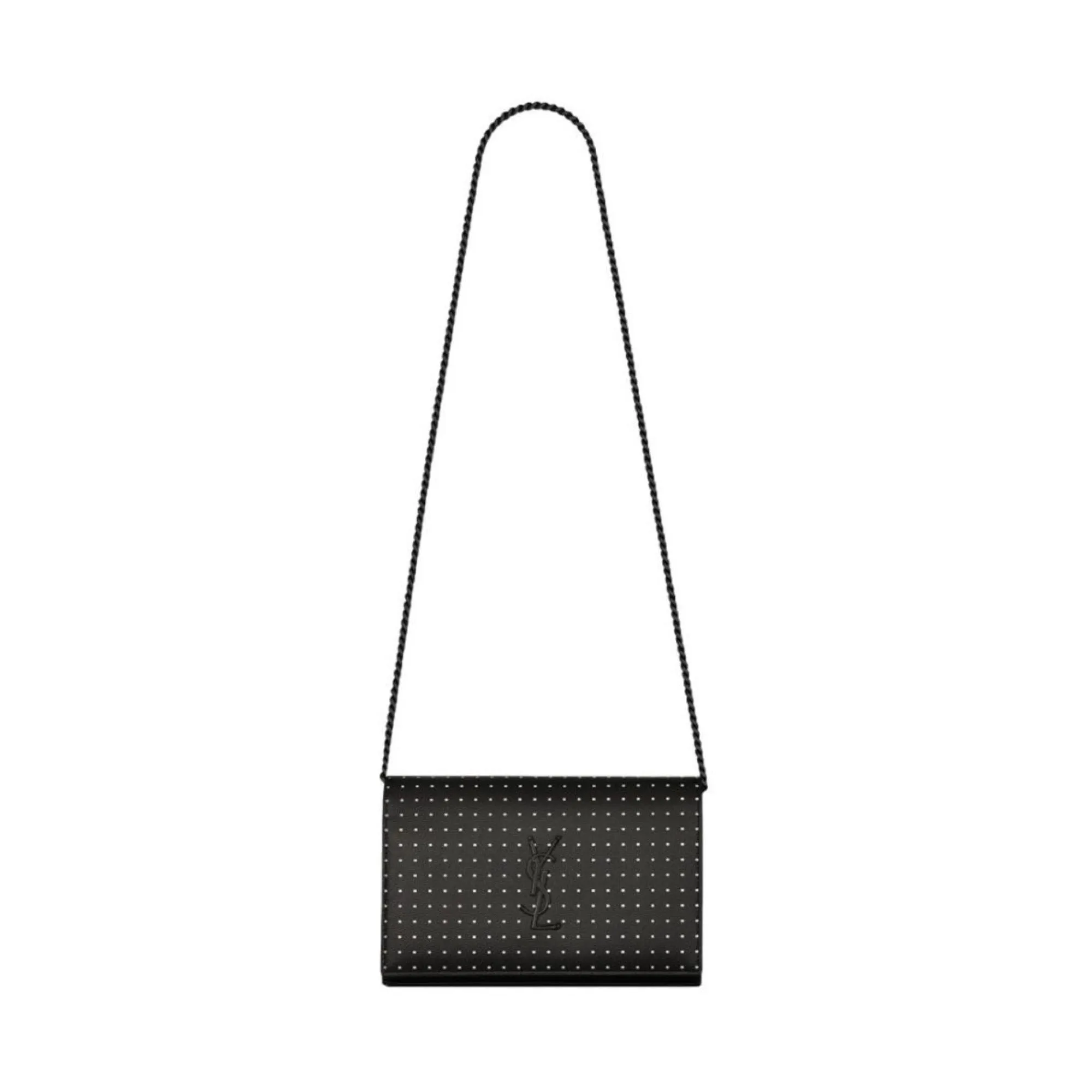 Saint Laurent Kate Monogram Grain De Poudre Black Polka Dot Leather Bag