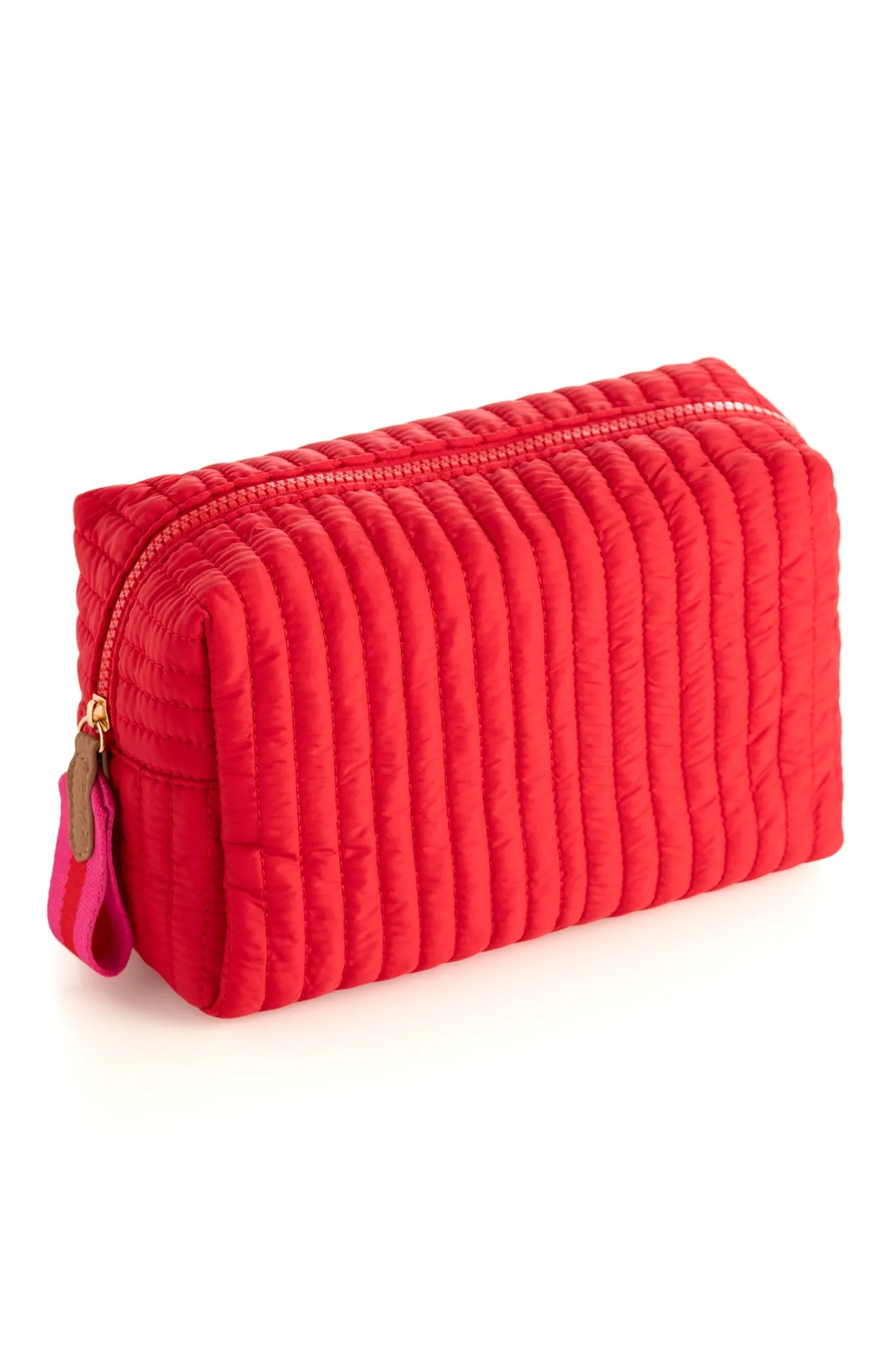 Shiraleah Ezra Quilted Nylon Large Boxy Cosmetic Pouch, Red