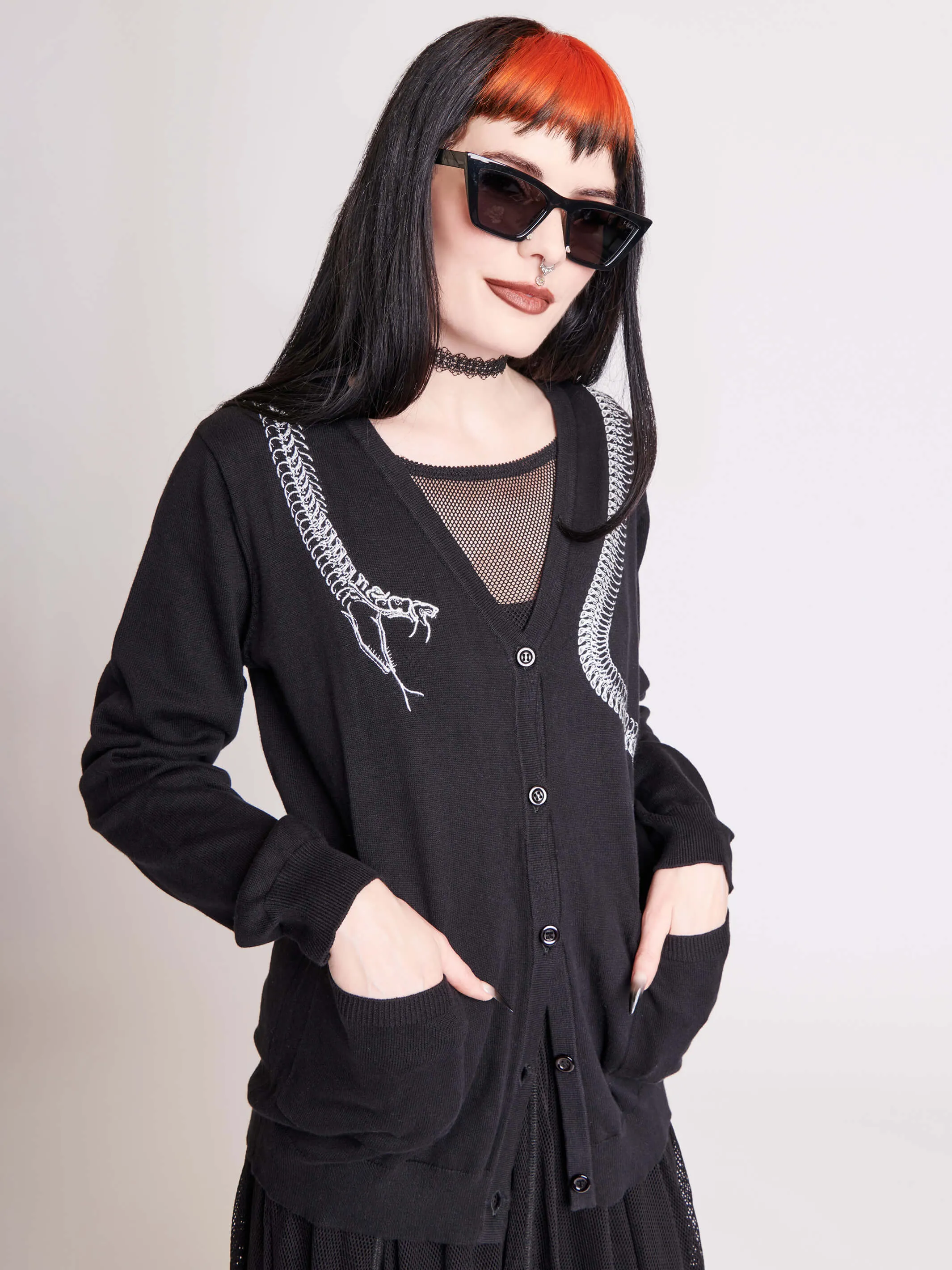 Snake Embroidered Cardigan