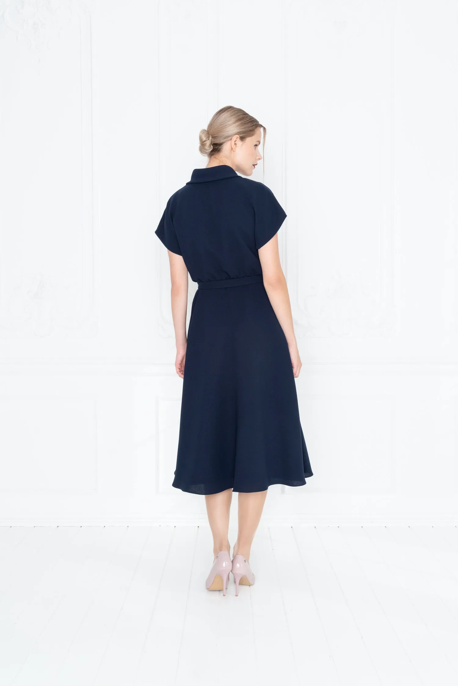 STELLARIA NAVY BLUE WRAP DRESS