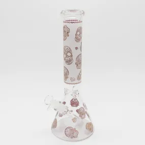 Sugar Skull Glass Bong - White