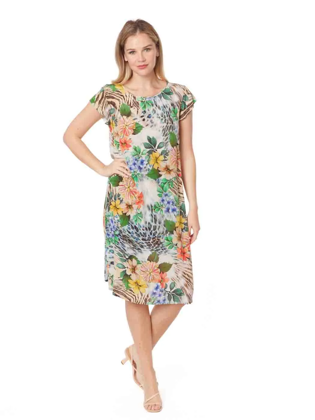 Tianello "Abigale" Print 100% Washable Silk "Ellie" Dress