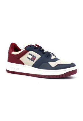 TOMMY HILFIGER Basket Premium Sneaker Uomo Navy Rouge Ecru EM0EM1256