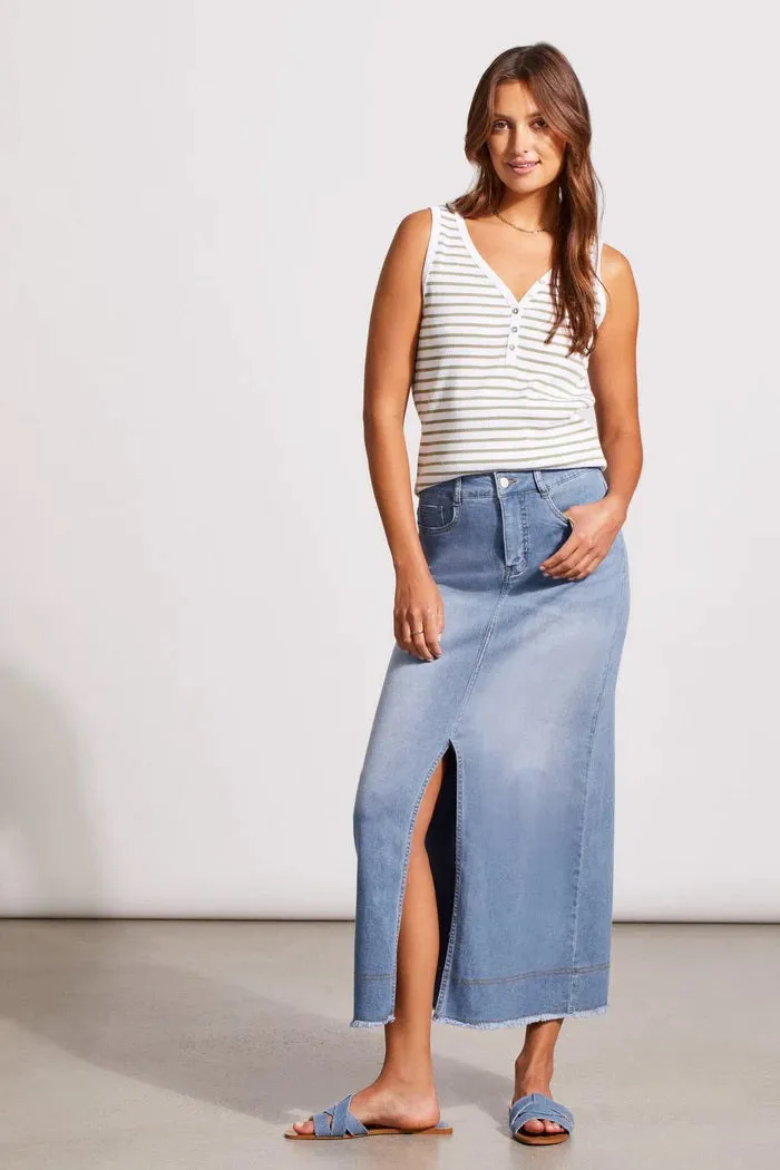 Tri 5407O Full Denim Skirt with Front Slit