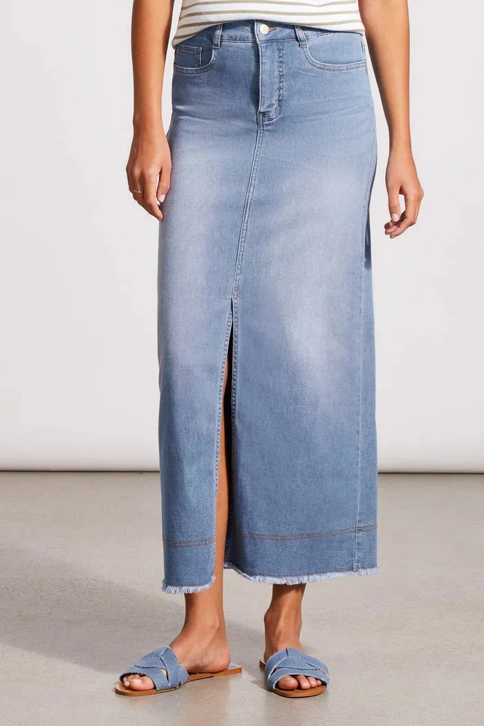 Tri 5407O Full Denim Skirt with Front Slit