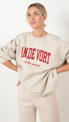 Van De Vort Collegiate Sweatshirt - Sand/Red