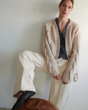 Vilnelė: Beige Merino Wool Cardigan