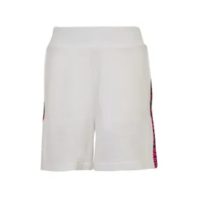 White & Fuchsia Jersey Shorts